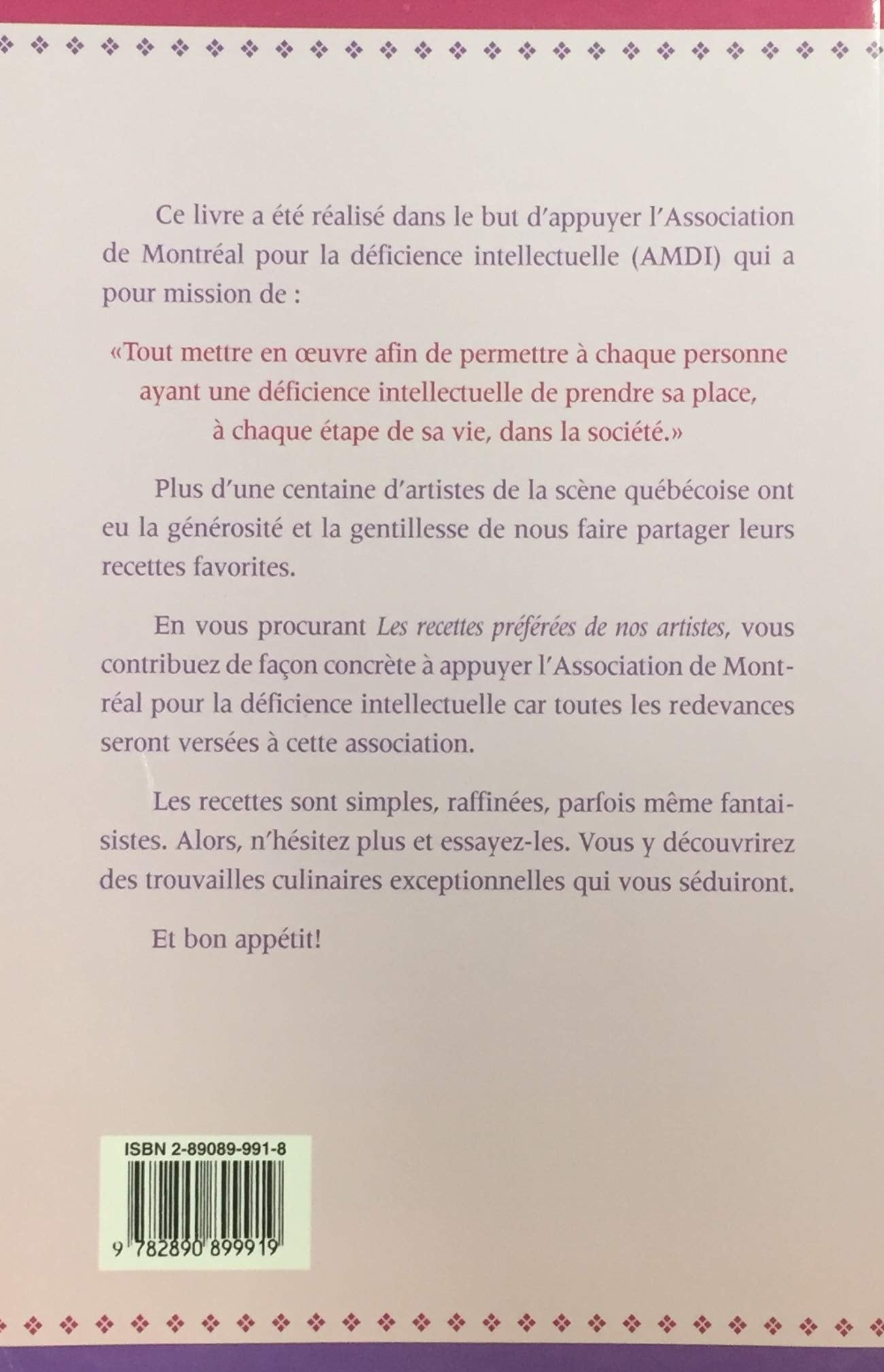 Livre Les recettes préférées de nos artistes - Collectif (Livre d'occasion) - ISBN 2890899918