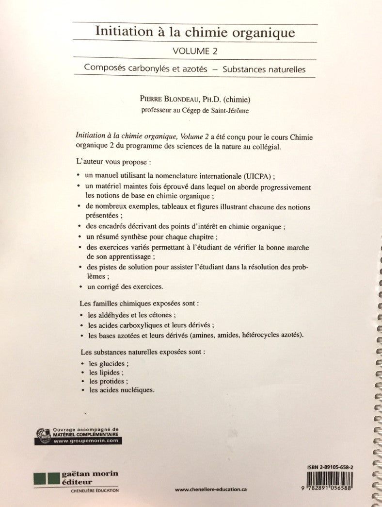 Livre Initiation à la chimie organique Volume 2 (Livre d'occasion) - ISBN 2891056582