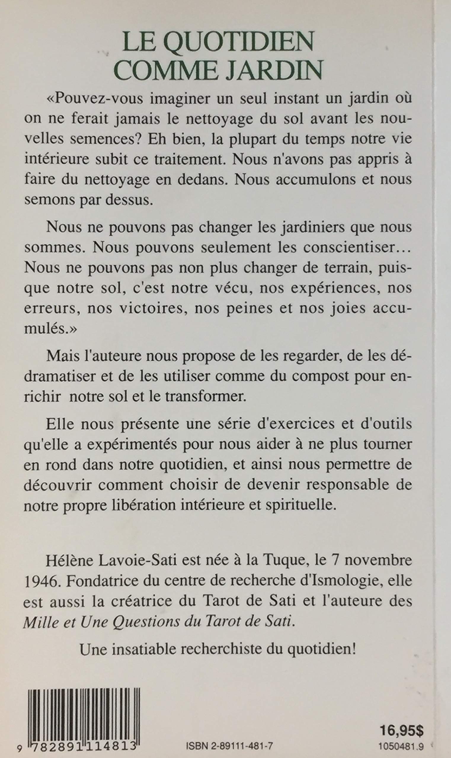 Livre L'écologie spirituelle - Hélène Lavoie-Sati (Livre d'occasion) - ISBN 2891114817