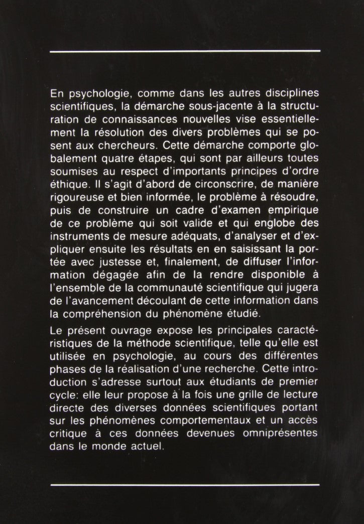 Livre Fondements et Étapes de Recherche Scientifique Psychologie (3e édition) (Michèle Robert)...