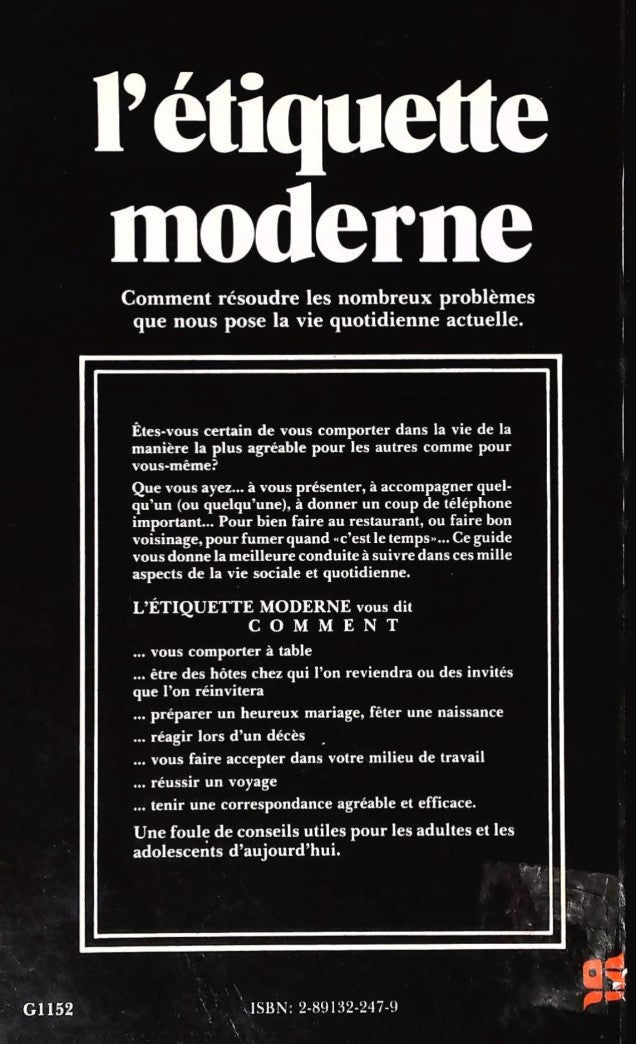 Livre L'étiquette moderne : Un manuel de savoir-vivre pour la famille d'aujourd'hui (Livre d'occa...