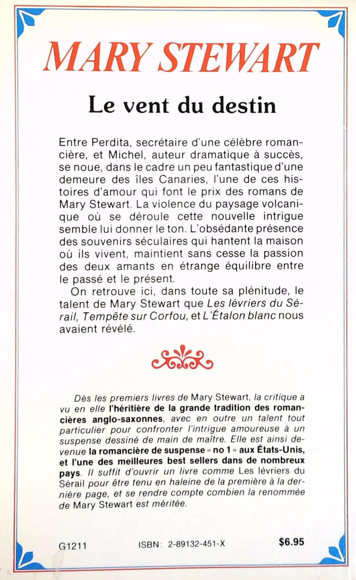 Livre Le vent du destin - Mary Stewart (Livre d'occasion) - ISBN 289132451X
