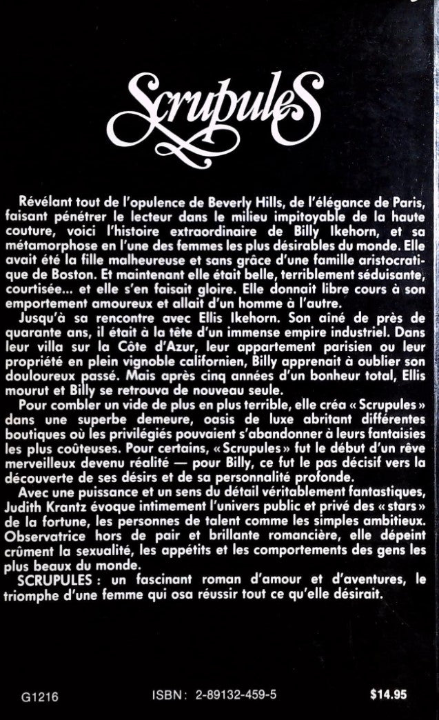 Livre Scrupules - Judith Krantz (Livre d'occasion) - ISBN 2891324595
