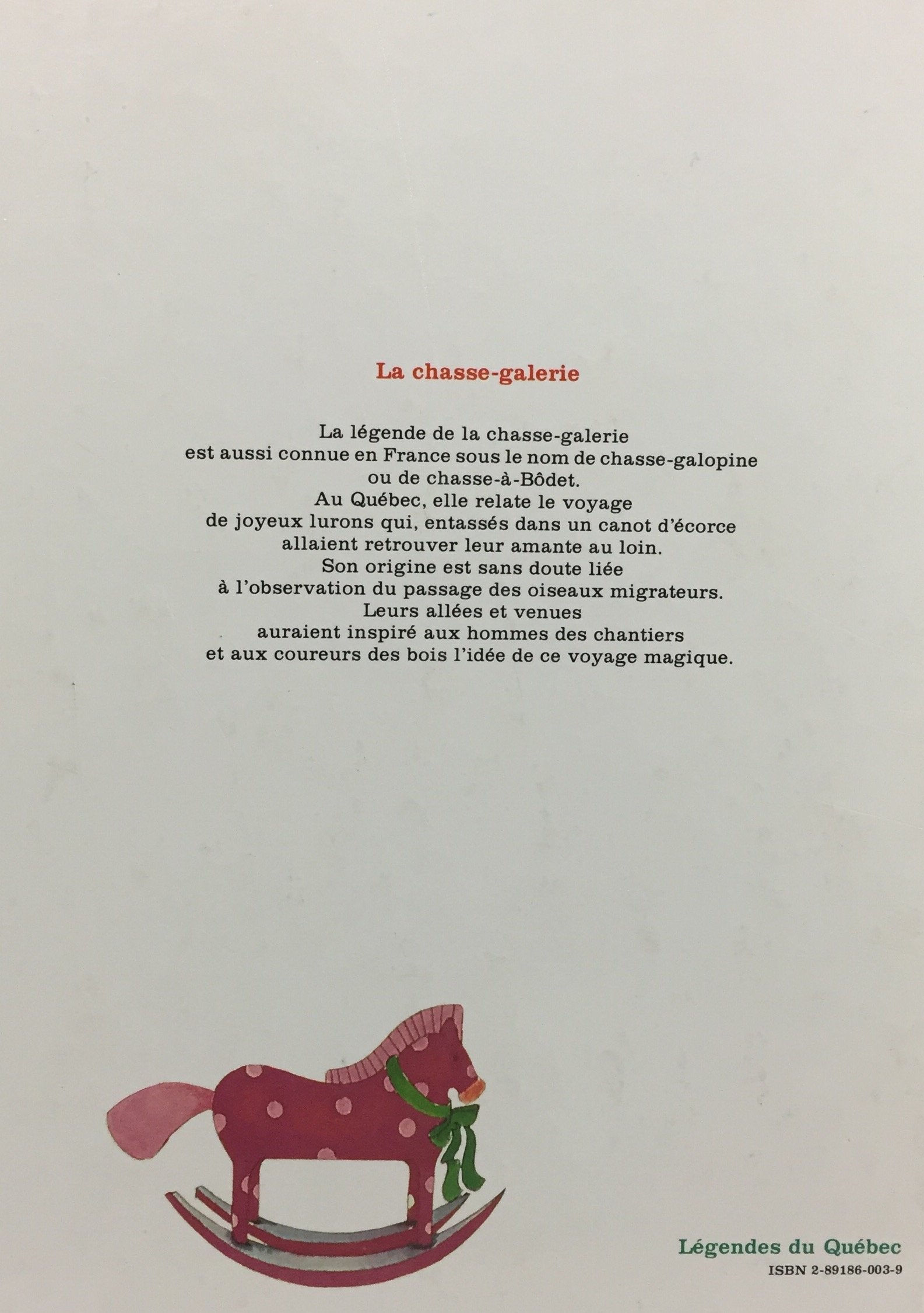 Livre La chasse galerie - Madeleine Chénard (Livre d'occasion) - ISBN 2891860039