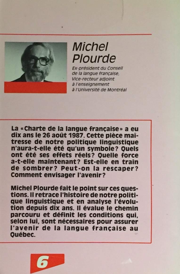 Livre La politique linguistique du Québec 1977-1987 - Michel Plourde (Livre d'occasion) - ISBN 28...