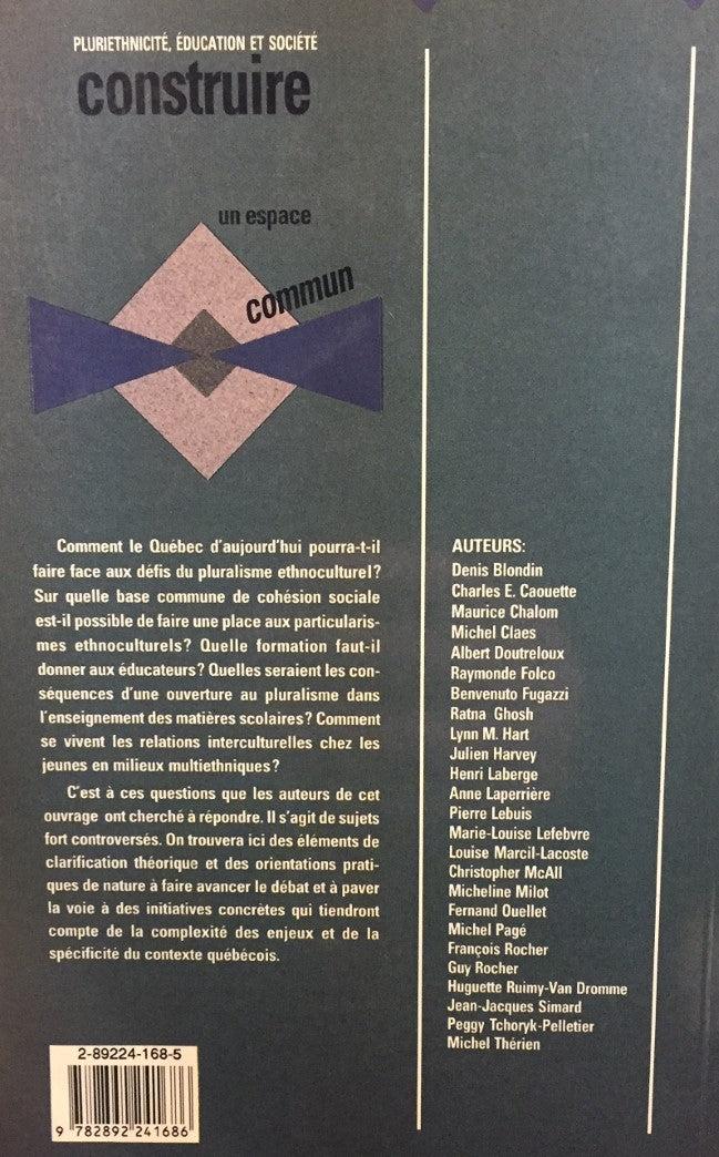 Livre Pluriethnicité, éducation et société : Construire un espace commun - Collectif (Livre d'occ...