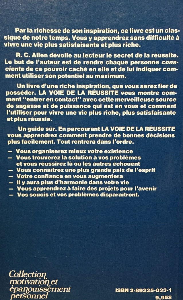 Livre La voie de la réussite : le secret du succès - R.C. Allen (Livre d'occasion) - ISBN 2892250331
