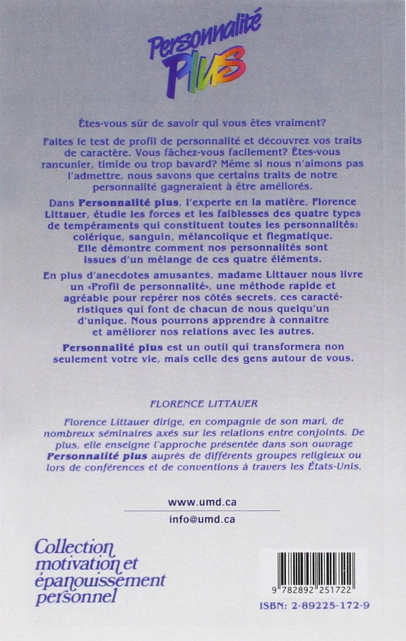Livre Personnalité Plus : Comprendre les autres en se connaissant soi-même - Florence Littauer (L...