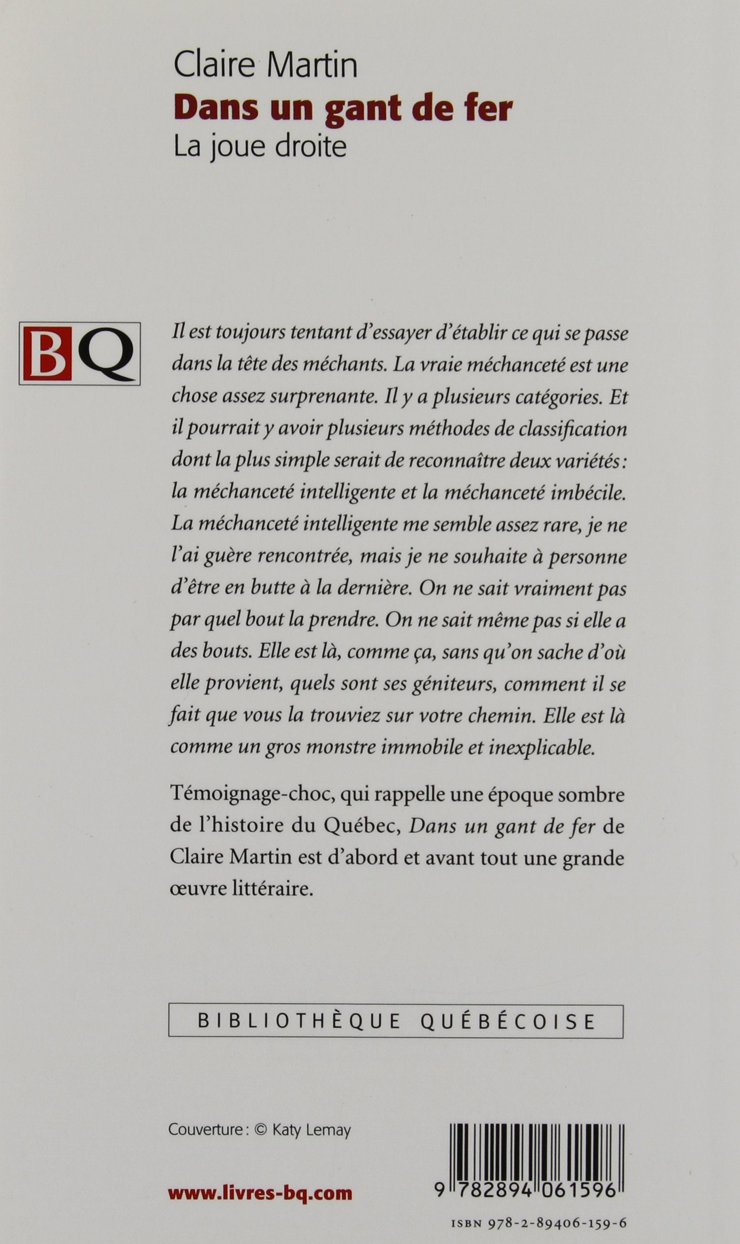 Livre Dans un gant de fer : La joue droite (Claire Martin) (Livre d'occasion) - ISBN 2894061595