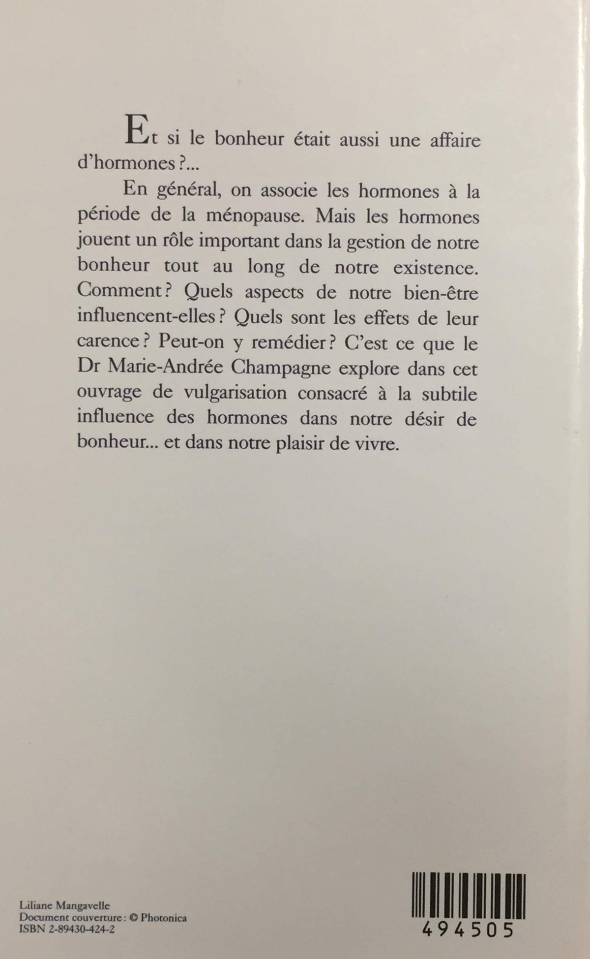 Livre L'hormone du désir et celles de notre plaisir! (Dr Marie-Andrée Champagne) (Livre...