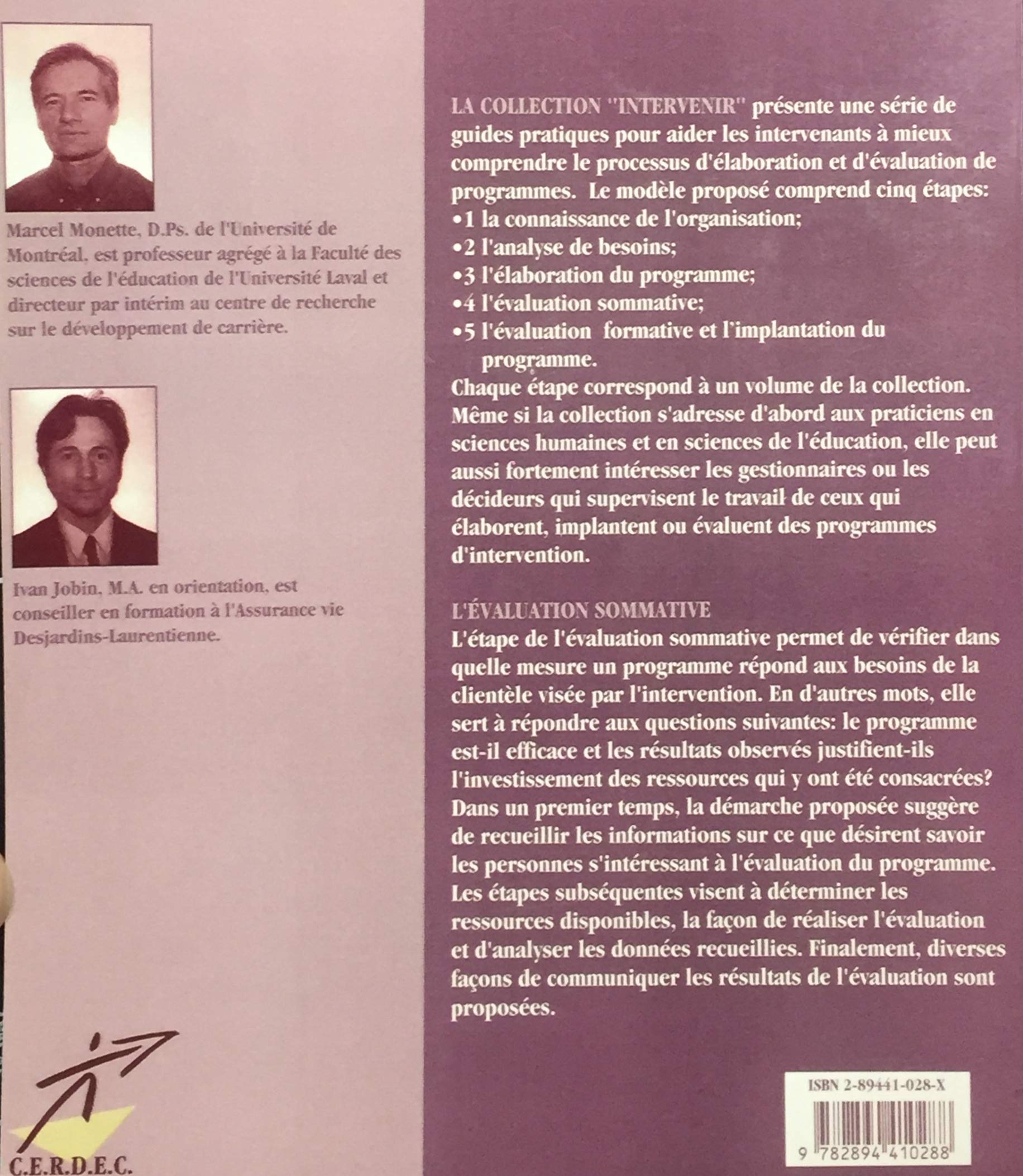 Livre L'évaluation sommative : Planifier et évaluer son intervention - Marcel Monette (Livre d'oc...