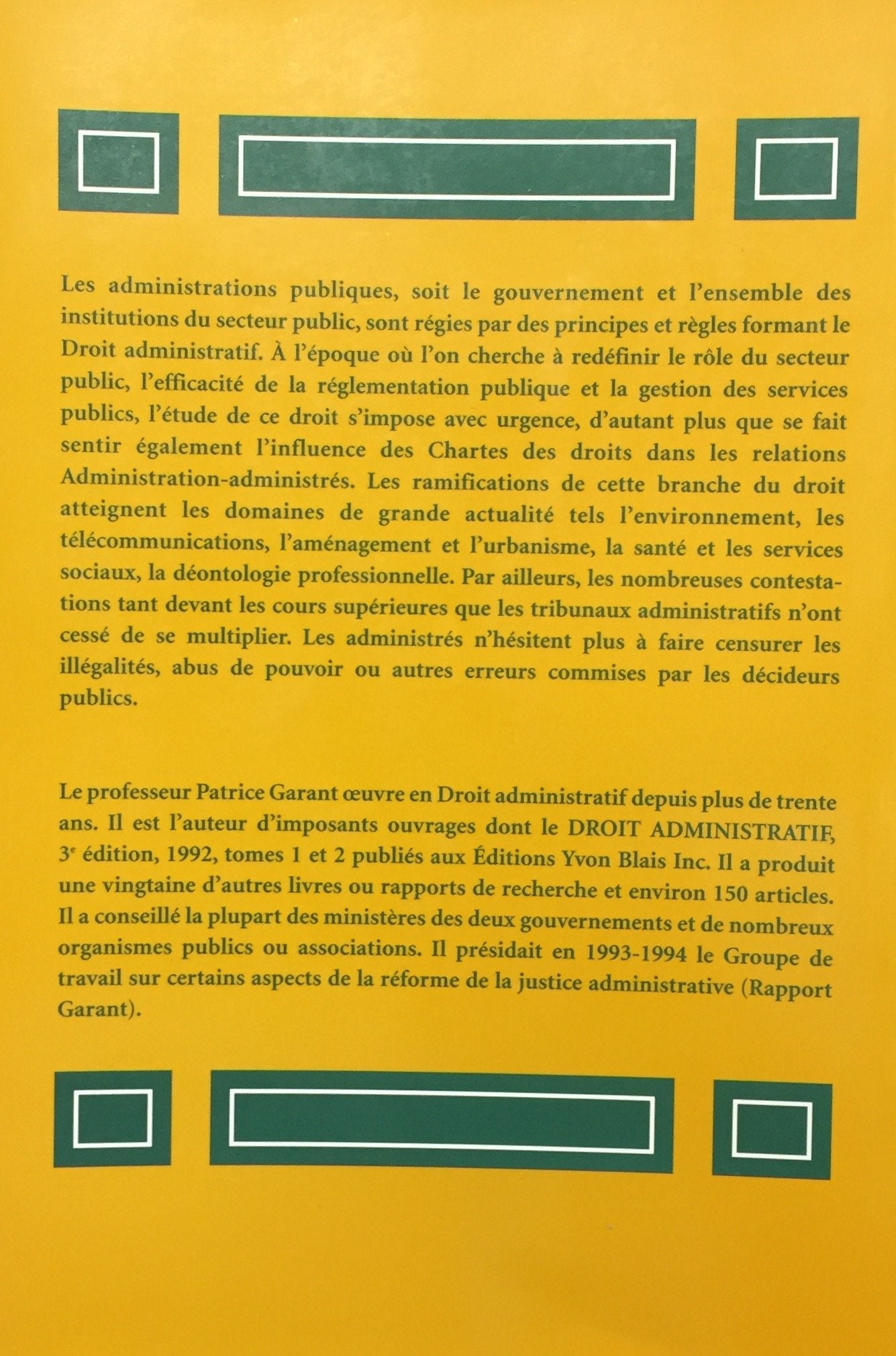 Livre Précis de droit des administration publiques (3e édition) - Patrice Garant (Livre d'occasio...