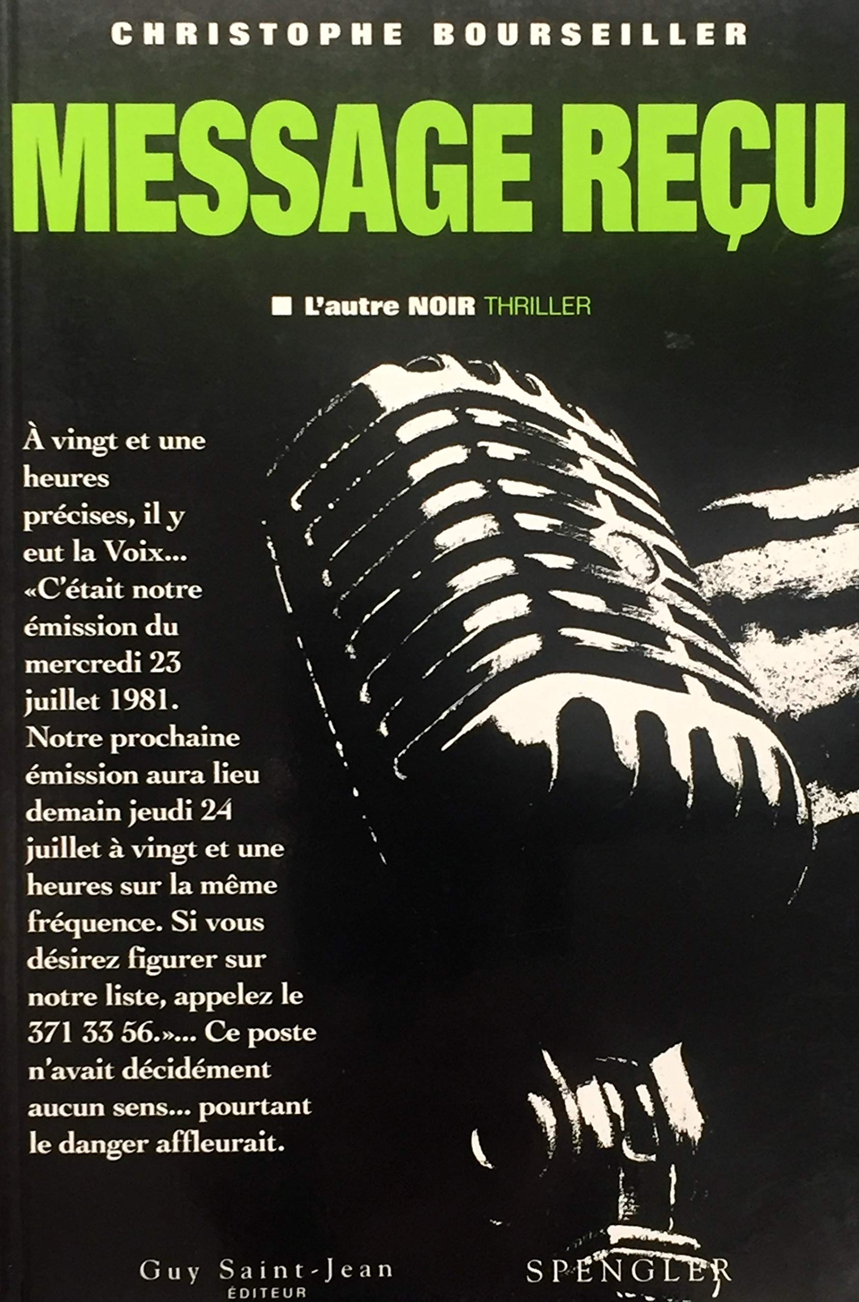 Livre Message reçu - Christophe Bourseiller (Livre neuf) - ISBN 2894550049