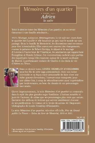 Livre Mémoires d'un quartier # 12 : Adrien (La suite) (Louise Tremblay-D'Essiambre) (Livre neuf)...