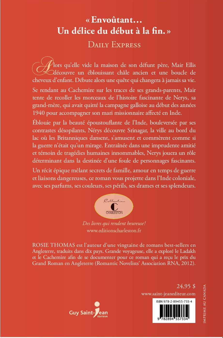 Livre Le châle de cachemire (Rosie Thomas) (Livre neuf) - ISBN 2894557337