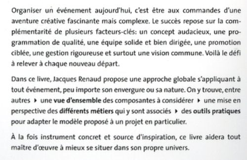 Livre Le management d'événement - Jacques Renaud (Livre d'occasion) - ISBN 289472344X