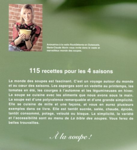 Livre La bible des soupes - Marie-Claude Morin (Livre d'occasion) - ISBN 2895233950