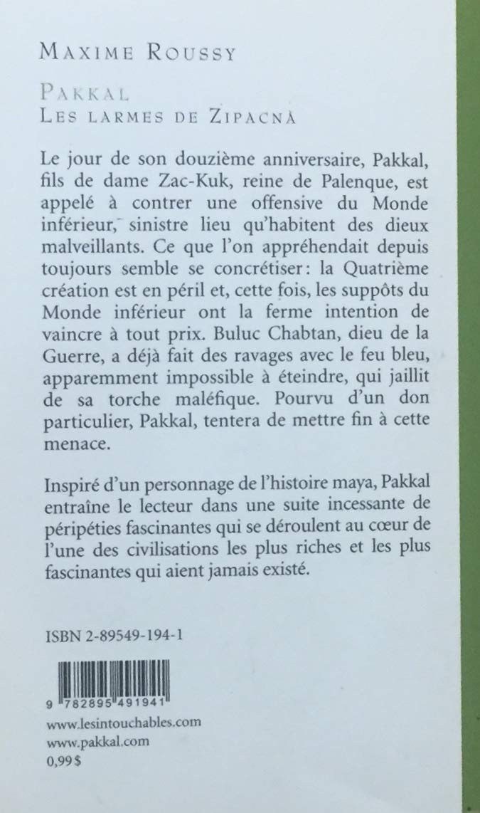 Livre Les larmes de Zipacna - Maxime Roussy (Livre d'occasion) - ISBN 2895491941