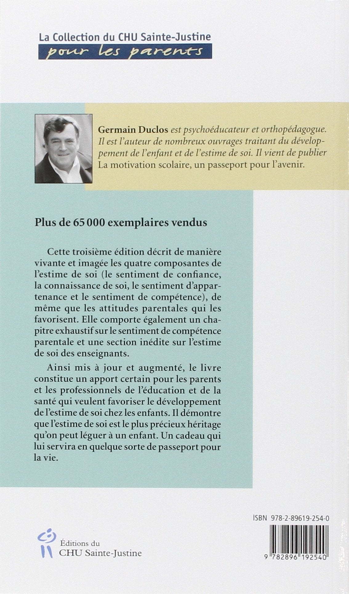 Livre L'estime de soi, un passeport pour la vie - Germain Duclos (Livre d'occasion) - ISBN 289619...