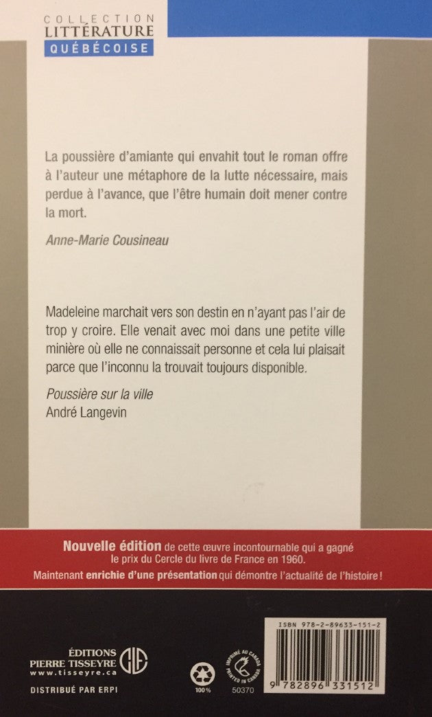 Livre Poussière sur la ville (André Langevin) (Livre neuf) - ISBN 2896331514