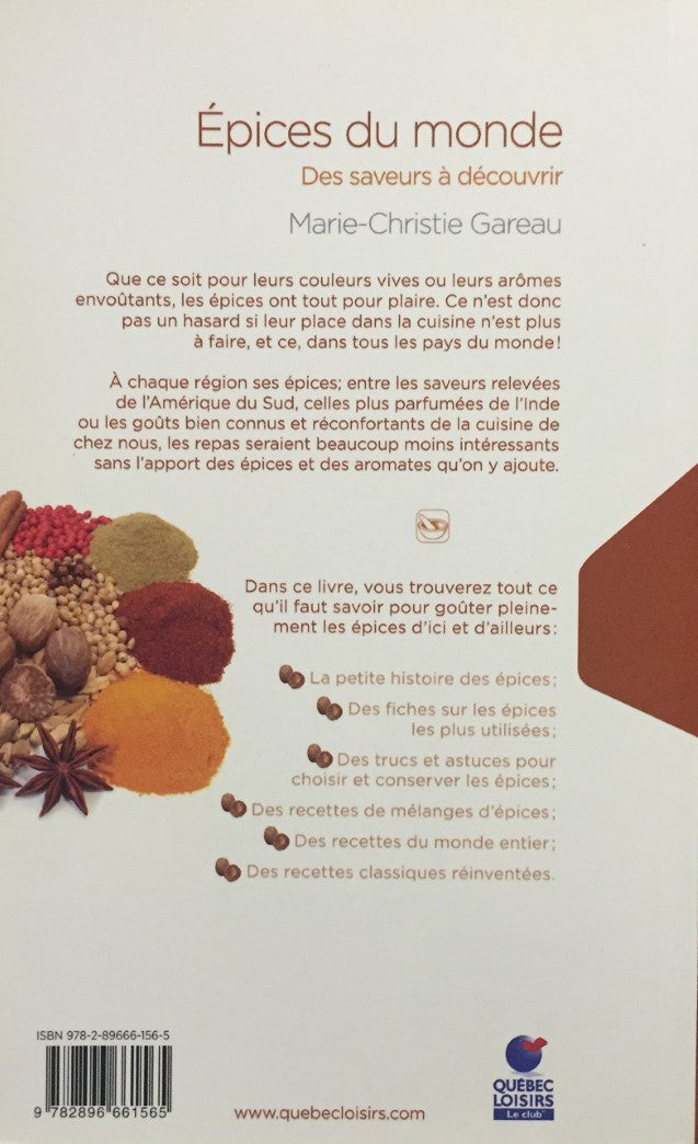 Livre Épices du monde : Des saveurs à découvrir (Marie-Christie Gareau) (Livre neuf) - ISBN...