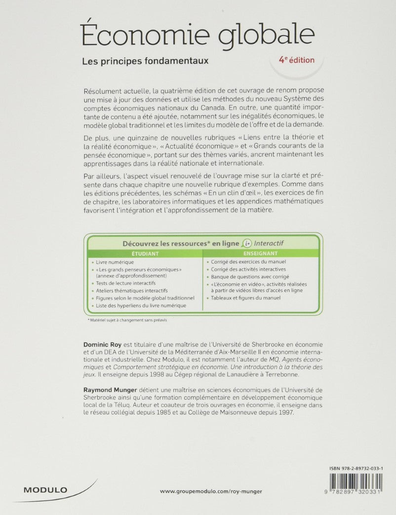 Livre Économie Globale : Les principes fondamentaux(4e édition) - Dominic Roy (Livre d'occasion) ...
