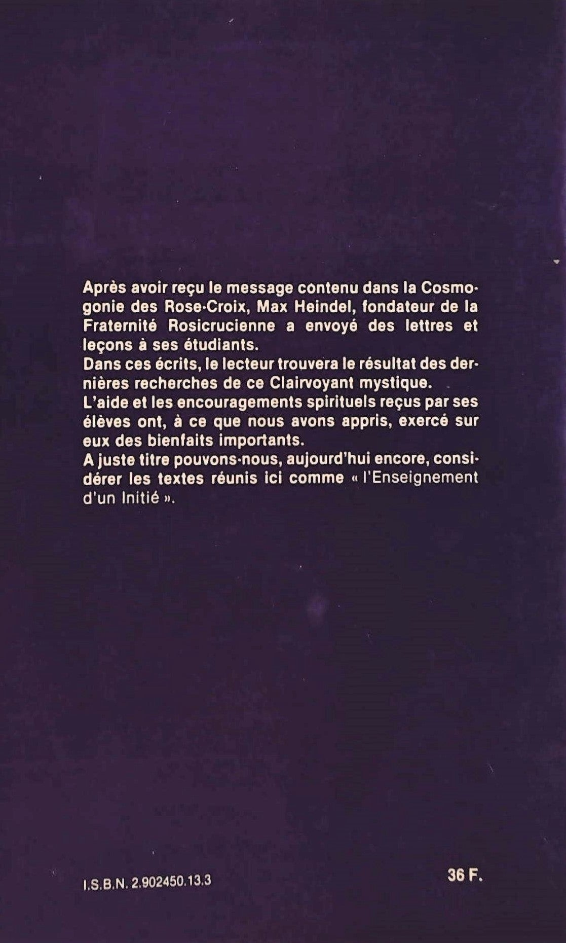 Livre Enseignements d'un initié - Max Heindel (Livre d'occasion) - ISBN 2902450133