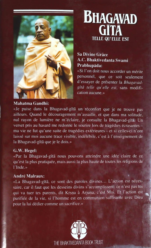Livre Bhagavad-Gita telle qu'elle est - A.C. Bhaktivedanta Swami Prabhupada (Livre d'occasion) - ...