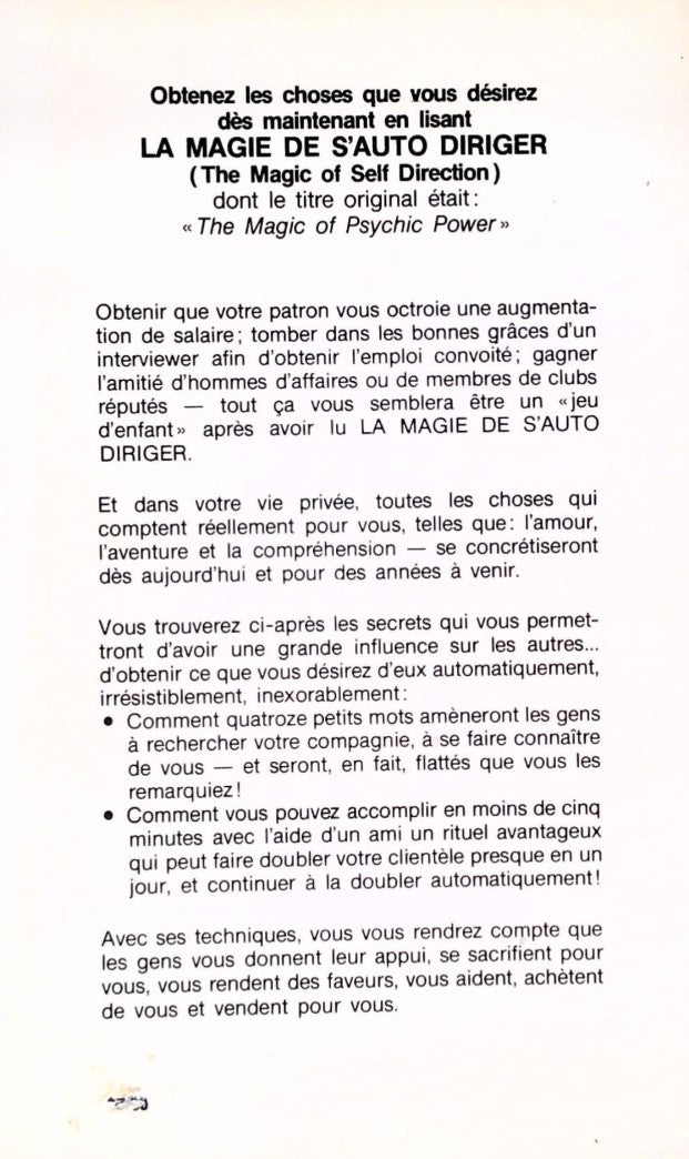 Livre la magie de s'auto diriger - David J. Schwartz (Livre d'occasion) - ISBN 2920000047