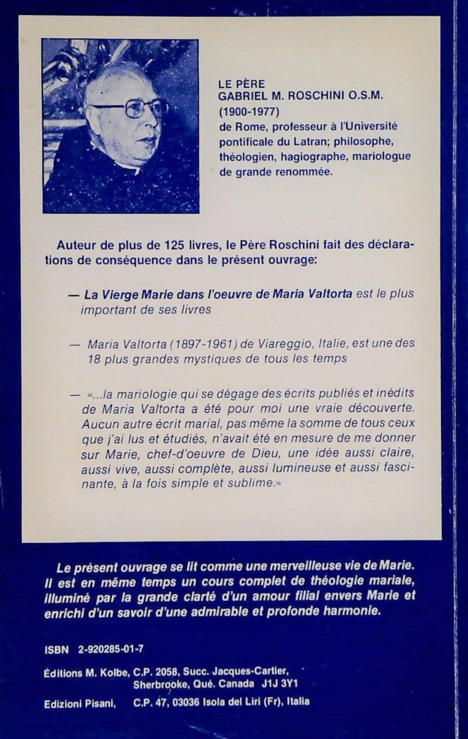 Livre La Vierge Marie dans l'oeuvre de Maria Valtorta - Gabriel M. Roschini (Livre d'occasion) - ...