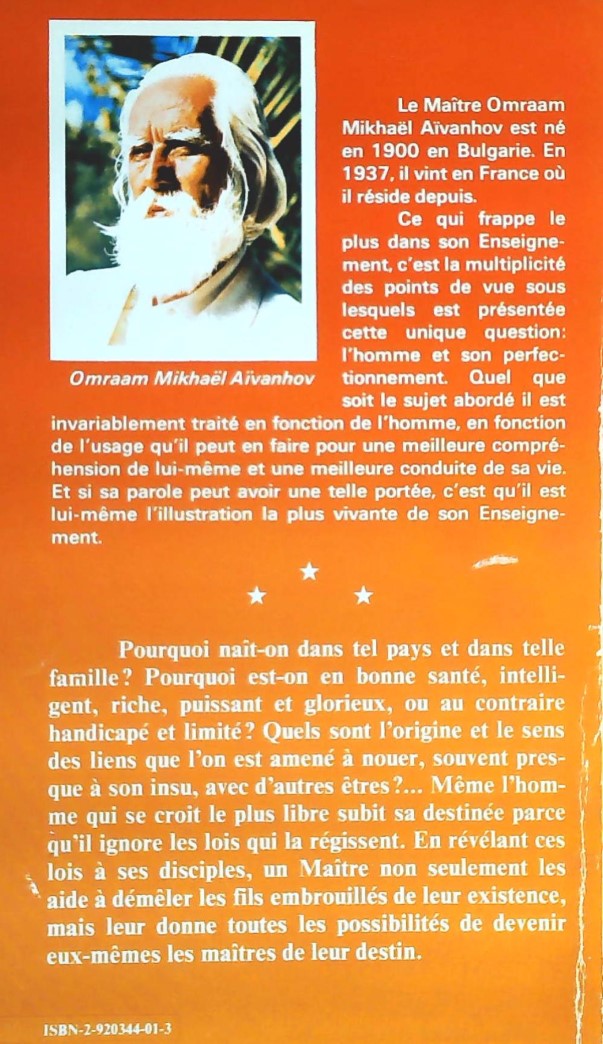 Livre L'homme à la conquête de sa destinée - Omraam Mikhaël Aïvanhov (Livre d'occasion) - ISBN 29...