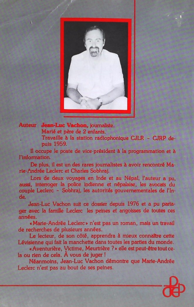 Livre Leclerc, Marie-Andrée : Victime, aventurière, ou meurtrière? - Jean-Luc Vachon (Livre d'occ...