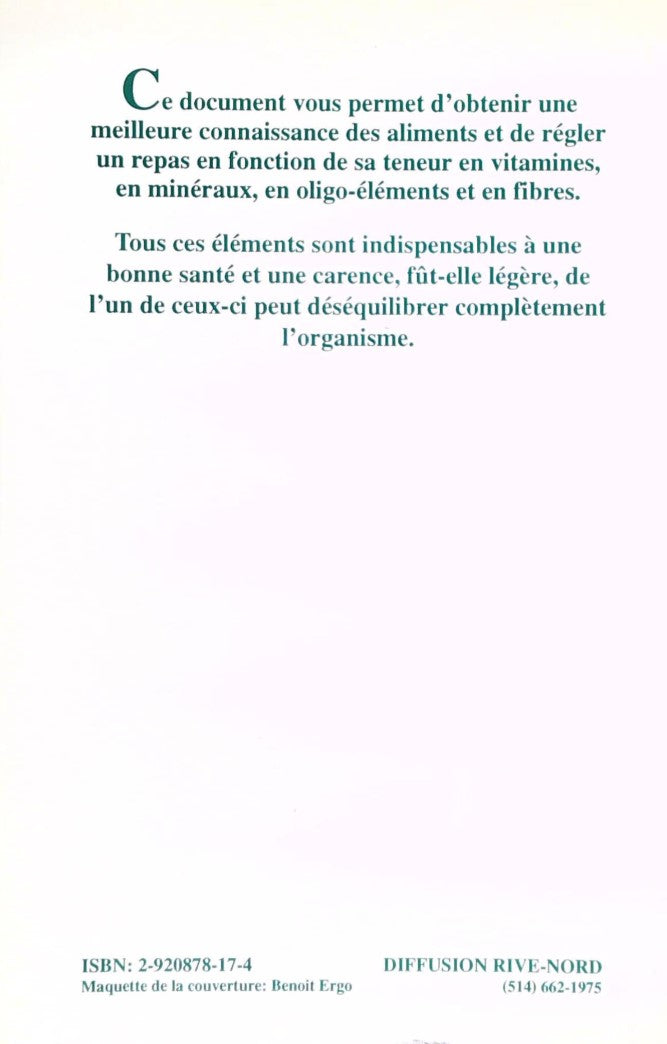 Livre Vitamines et minéraux : Guide pratique des aliments - Lucille Martin Bordeleau (Livre d'occ...
