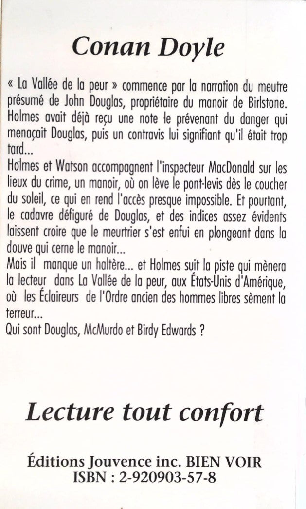 Livre La vallée de la peur (En gros caractères) - Conan Doyle (Livre d'occasion) - ISBN 2920903578