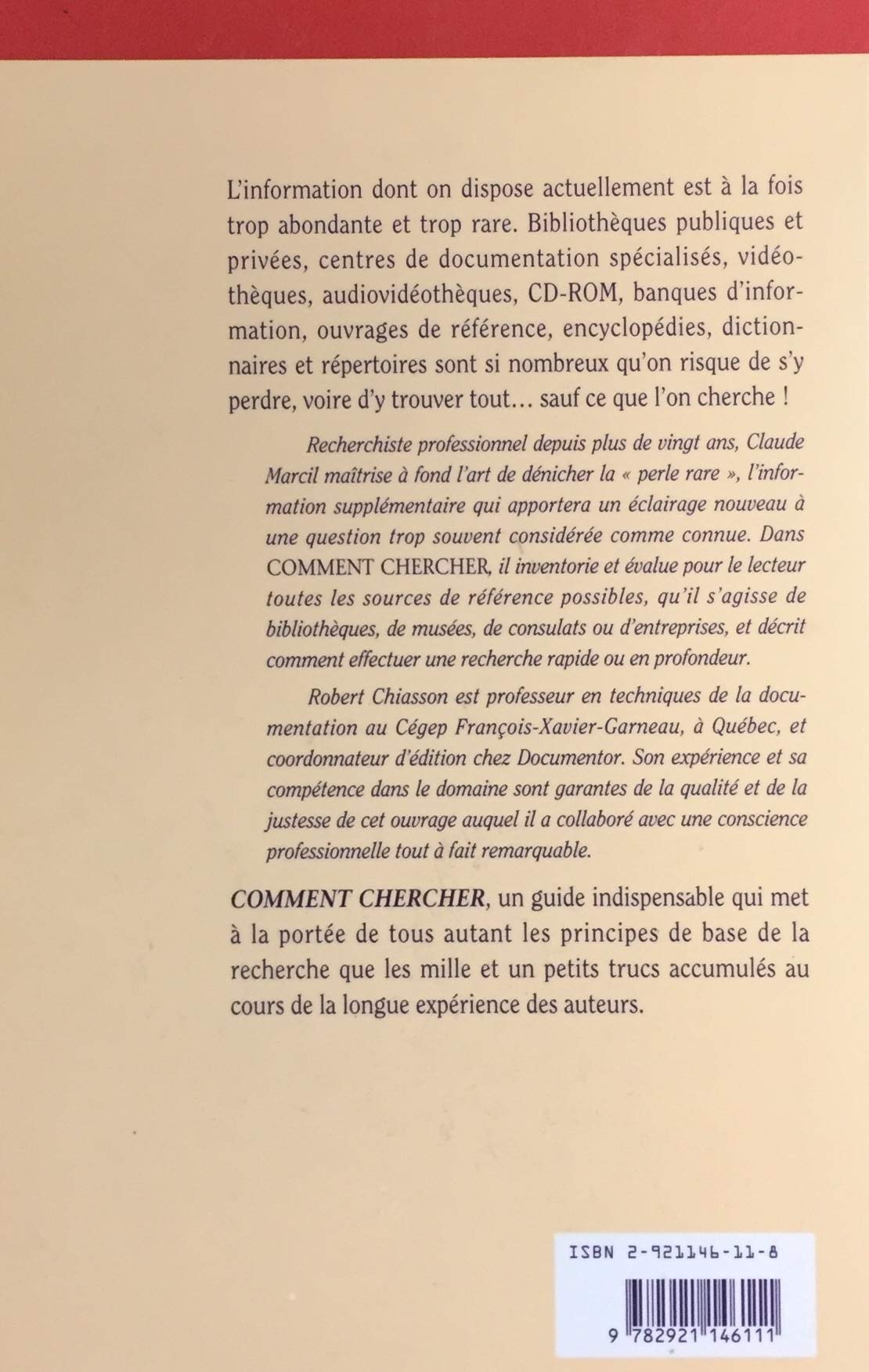 Livre Comment chercher : Les secrets de la recherche de l'information - Claude Marcil (Livre d'oc...