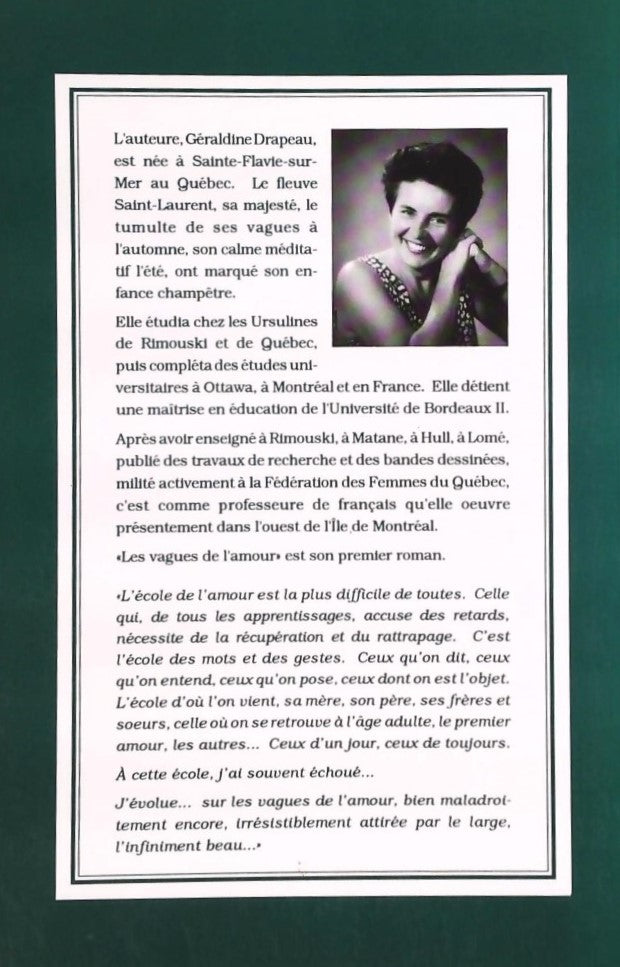 Livre Les vagues de l'Amour - Géraldine Drapeau (Livre d'occasion) - ISBN 2921570416