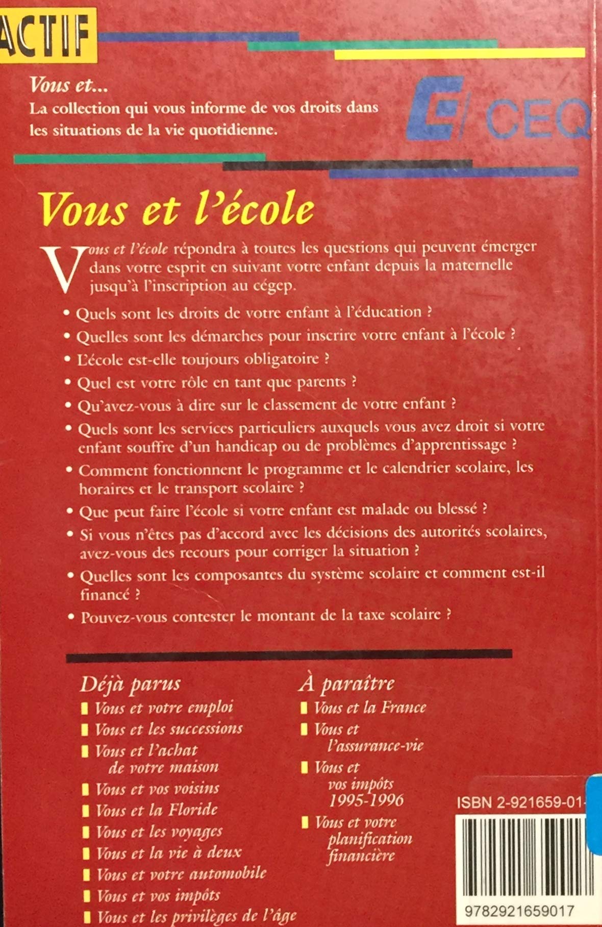 Livre Vous et l'école : Tout sur les coulisses du système scolaire - Sophie Alain (Livre d'occasi...