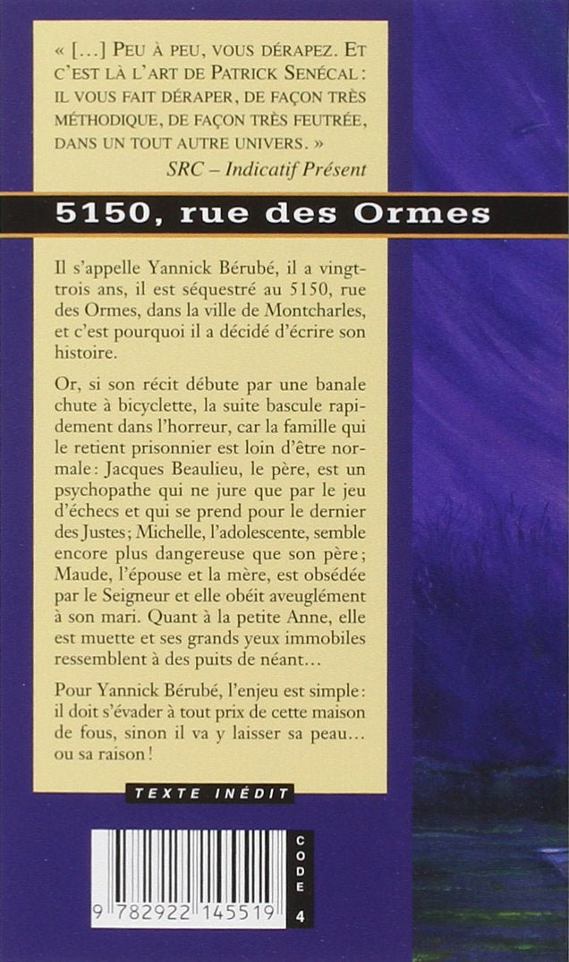 Livre 5150, rue des Ormes - Patrick Senécal (Livre d'occasion) - ISBN 2922145514