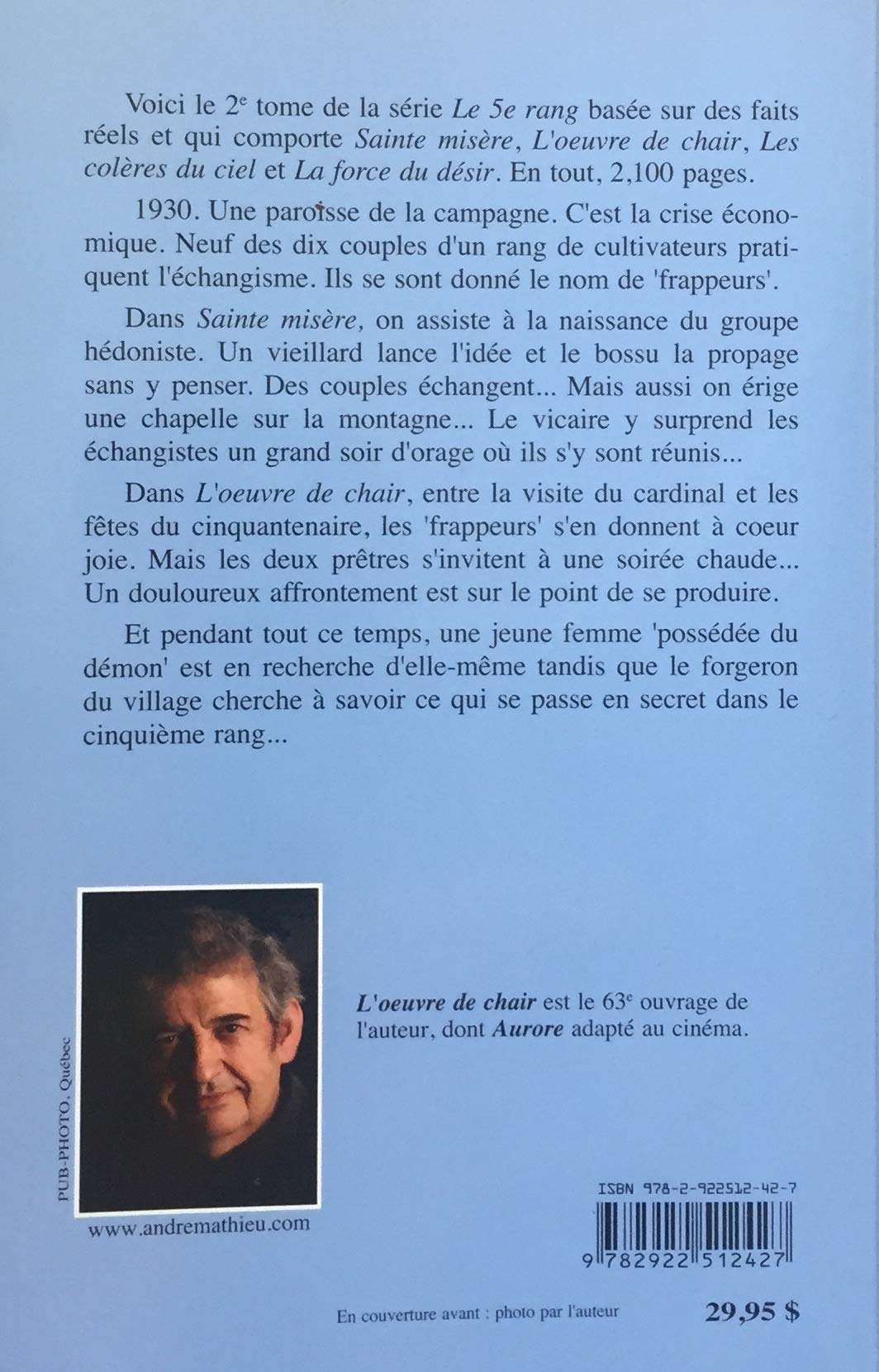 Livre Le 5e rang # 2 : L'oeuvre de chair (André Mathieu) (Livre neuf) - ISBN 2922512428
