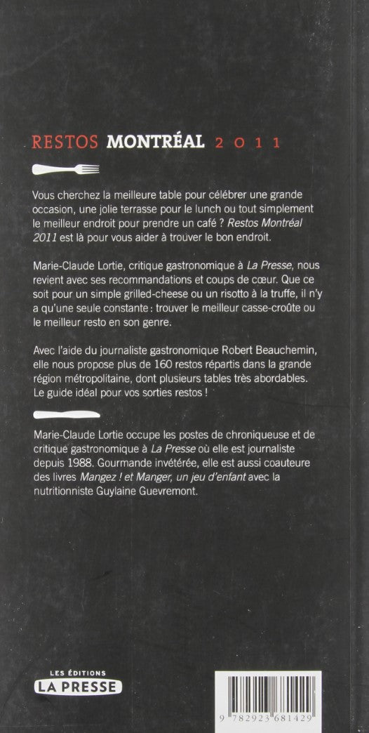 Livre Restos Montréal 2011 - Marie-Claude Lortie (Livre d'occasion) - ISBN 2923681428