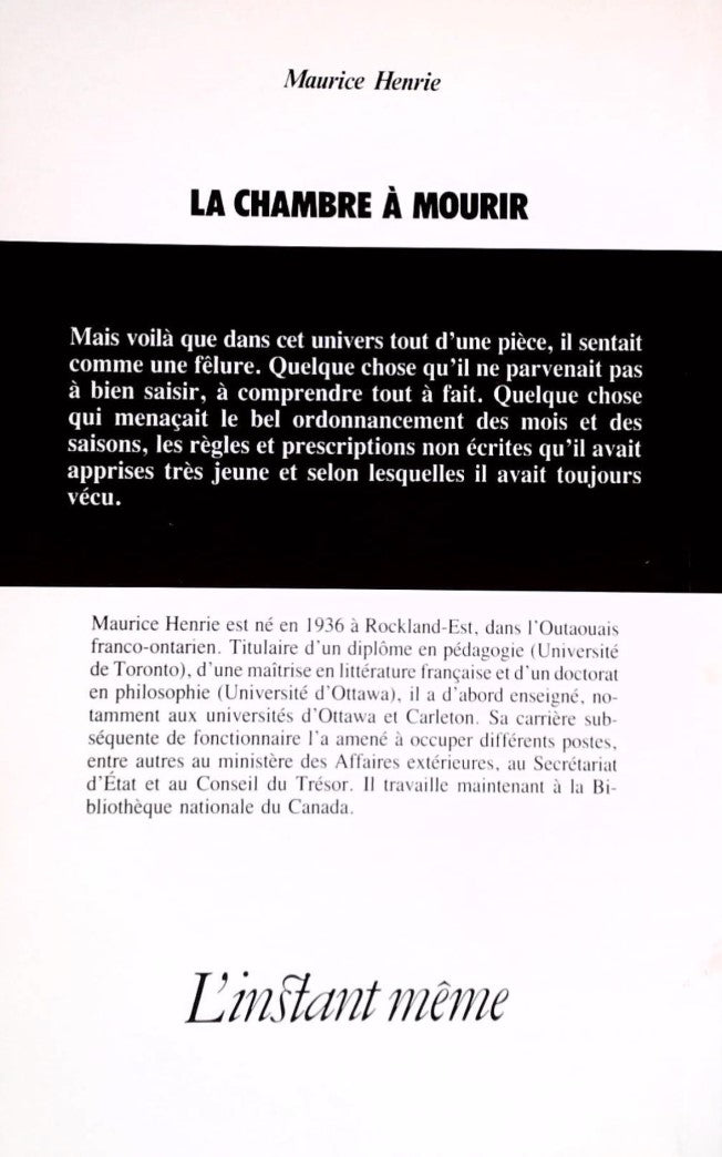 Livre La chambre à mourir - Maurice Henrie (Livre d'occasion) - ISBN 2980063576
