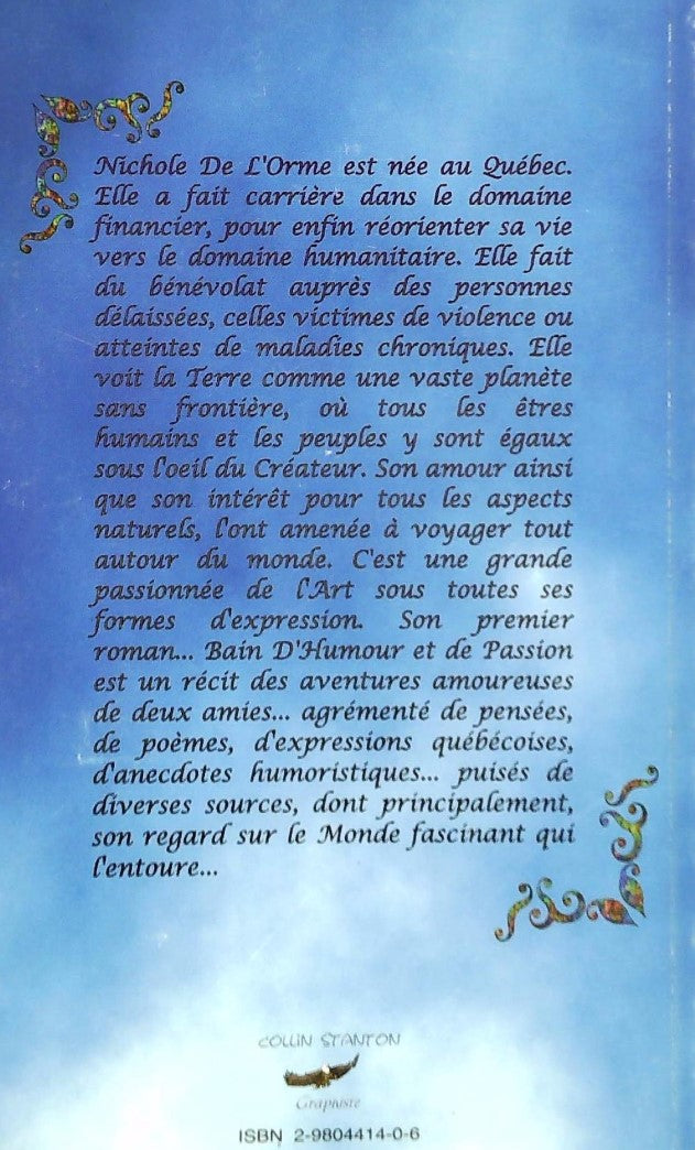Livre Bain d'humour et de passion - Nichole de l'orme (Livre d'occasion) - ISBN 2980441406