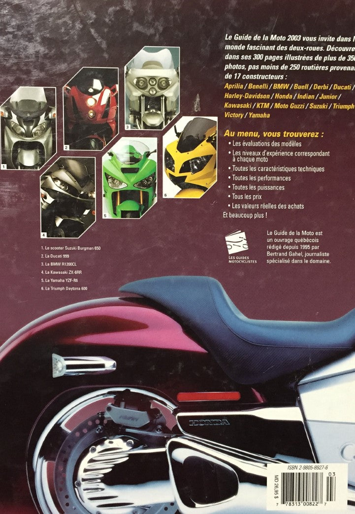 Livre Le Guide de la moto 2003 (Bertrand Gahel) (Livre d'occasion) - ISBN 2980589276