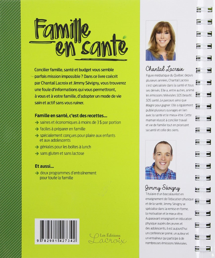 Livre Famille en santé (Chantal Lacroix, Jimmy Sévigny) (Livre d'occasion) - ISBN 2981427342