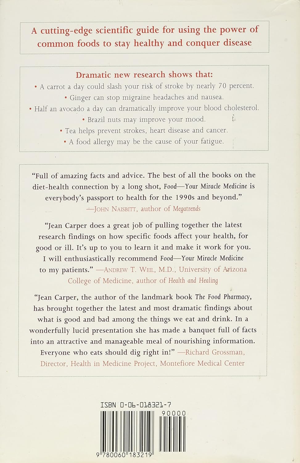 Livre Food : Your Miracle Medecine : How Food Can Prevent And Cure Over 100 Symptoms And Problems...