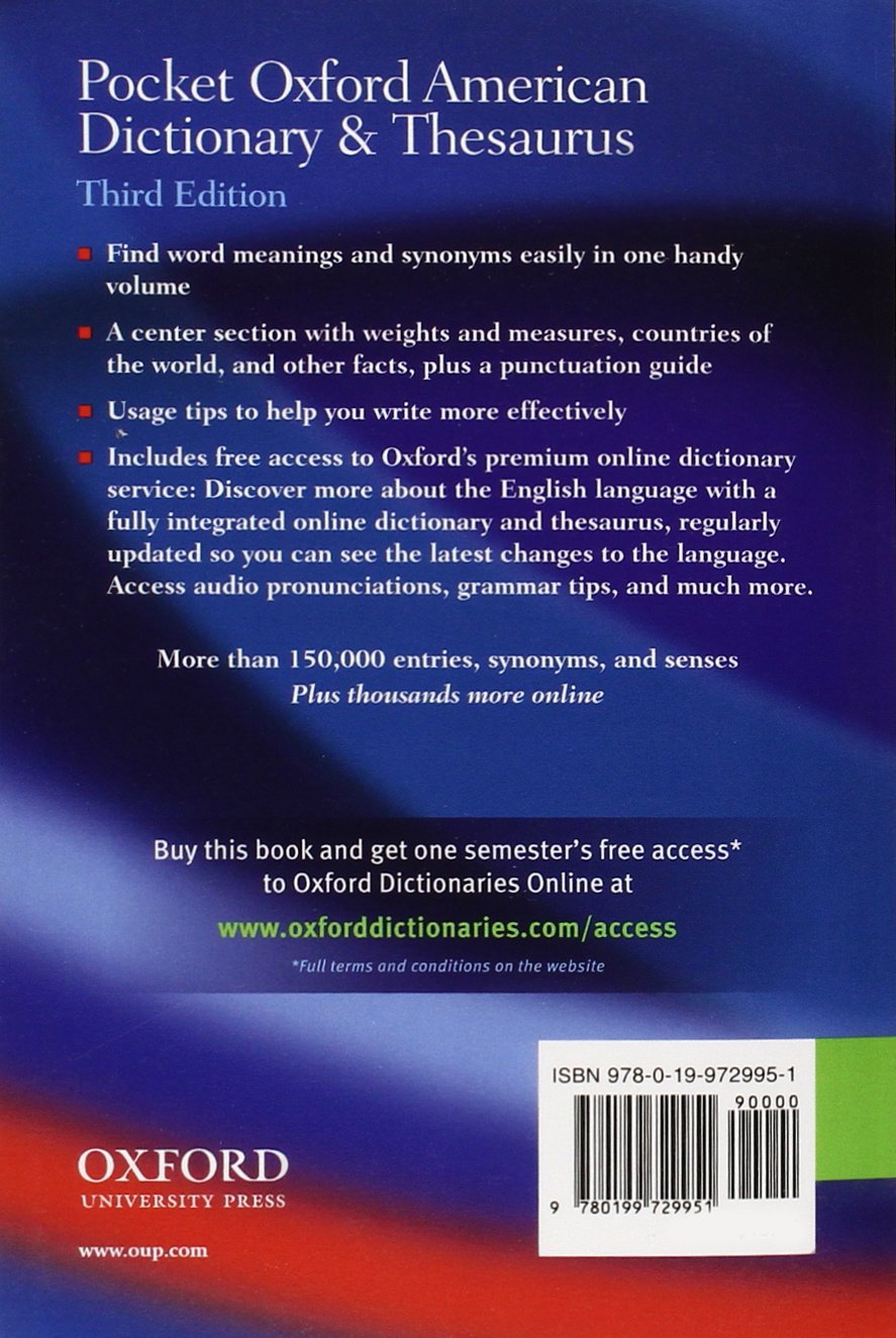 Livre Pocket Oxford American Dictionary & Thesaurus (Livre d'occasion) - ISBN 0199729956