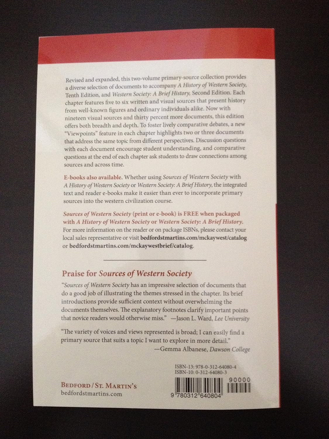 Livre Sources of Western Society - John Beeler (Livre d'occasion) - ISBN 0312640803