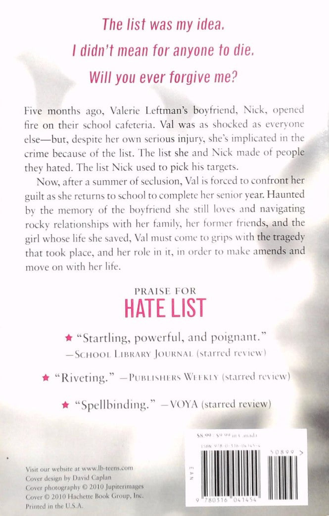 Livre Hate List - Jennifer Brown (Livre d'occasion) - ISBN 0316041459