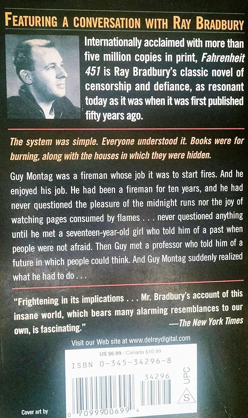 Livre Fahrenheit 451 (50th Anniversary Edition) - Ray Bradbury (Livre d'occasion) - ISBN 0345342968