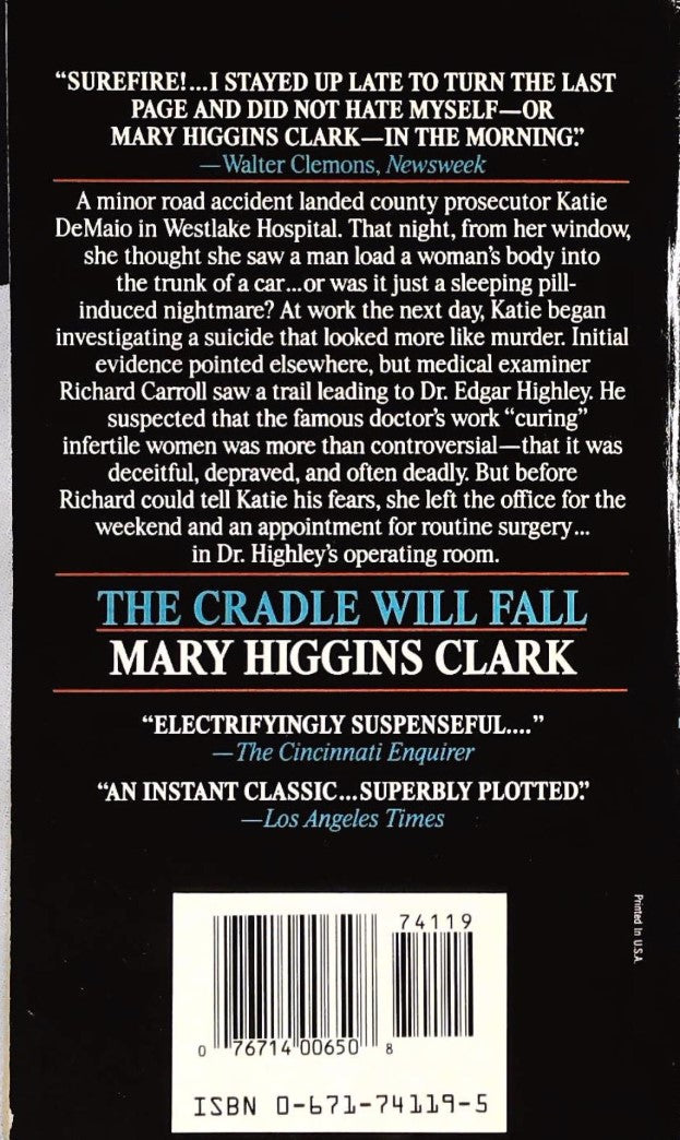 Livre The Cradle Will Fall - Mary Higgins Clark (Livre d'occasion) - ISBN 0671741195